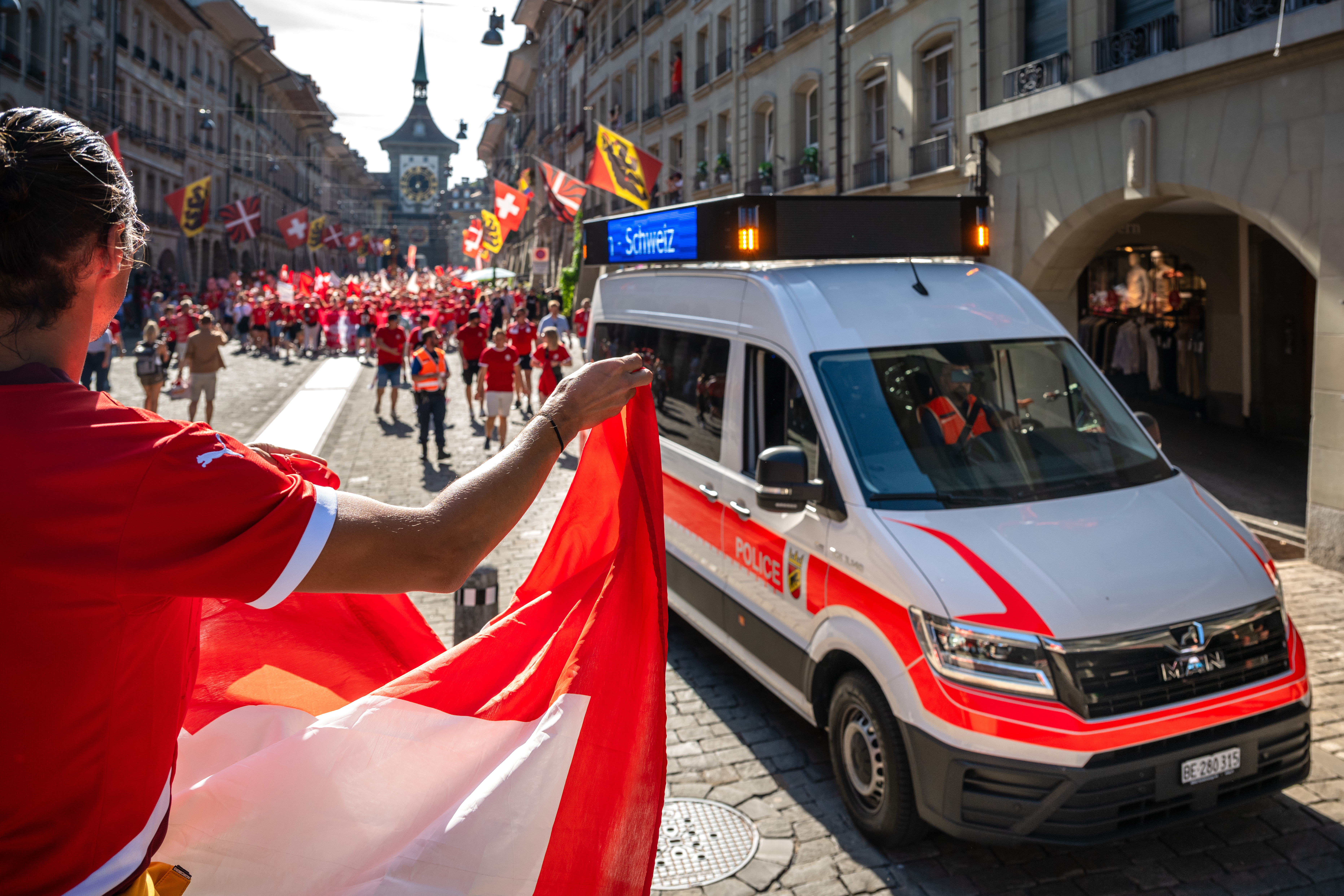 Fanwalk in Bern anlässlich Viertelfinale Spanien-Schweiz.